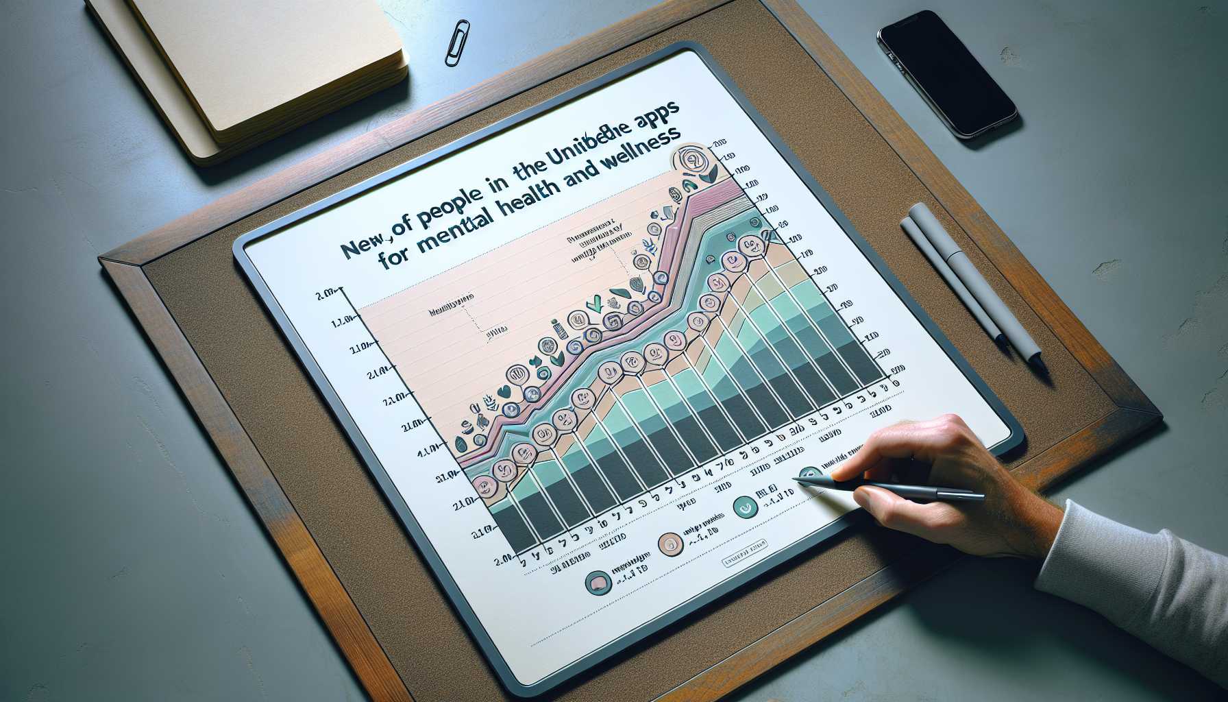 a graph showing the number of people in the UK using mobile apps for mental health and wellness