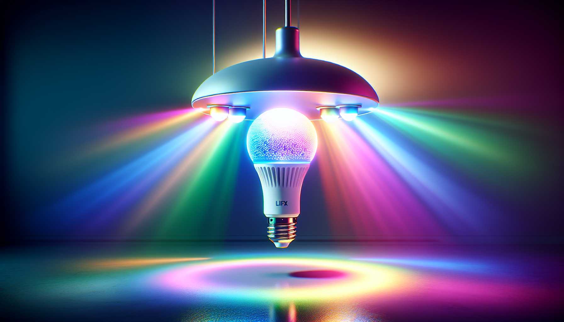 A Lifx smart bulb shining with vivid colors