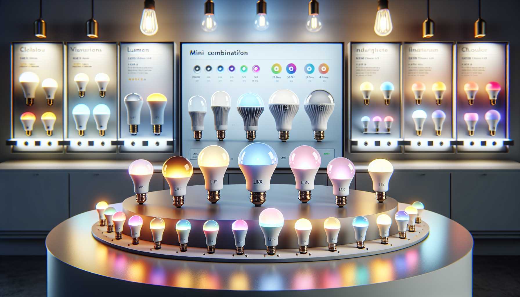 An array of Lifx smart bulbs with various lumens and features