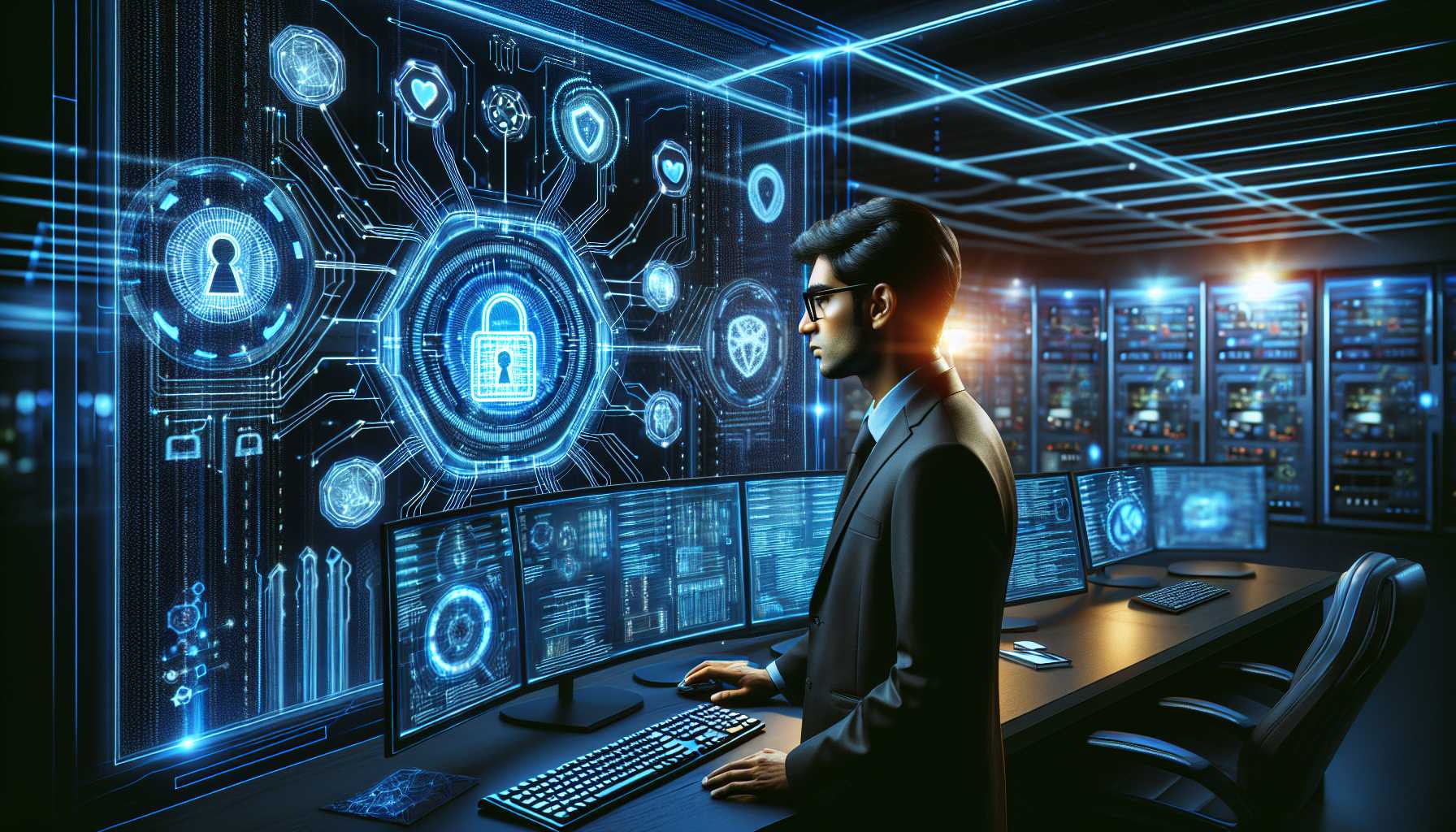 AI-driven cybersecurity illustration