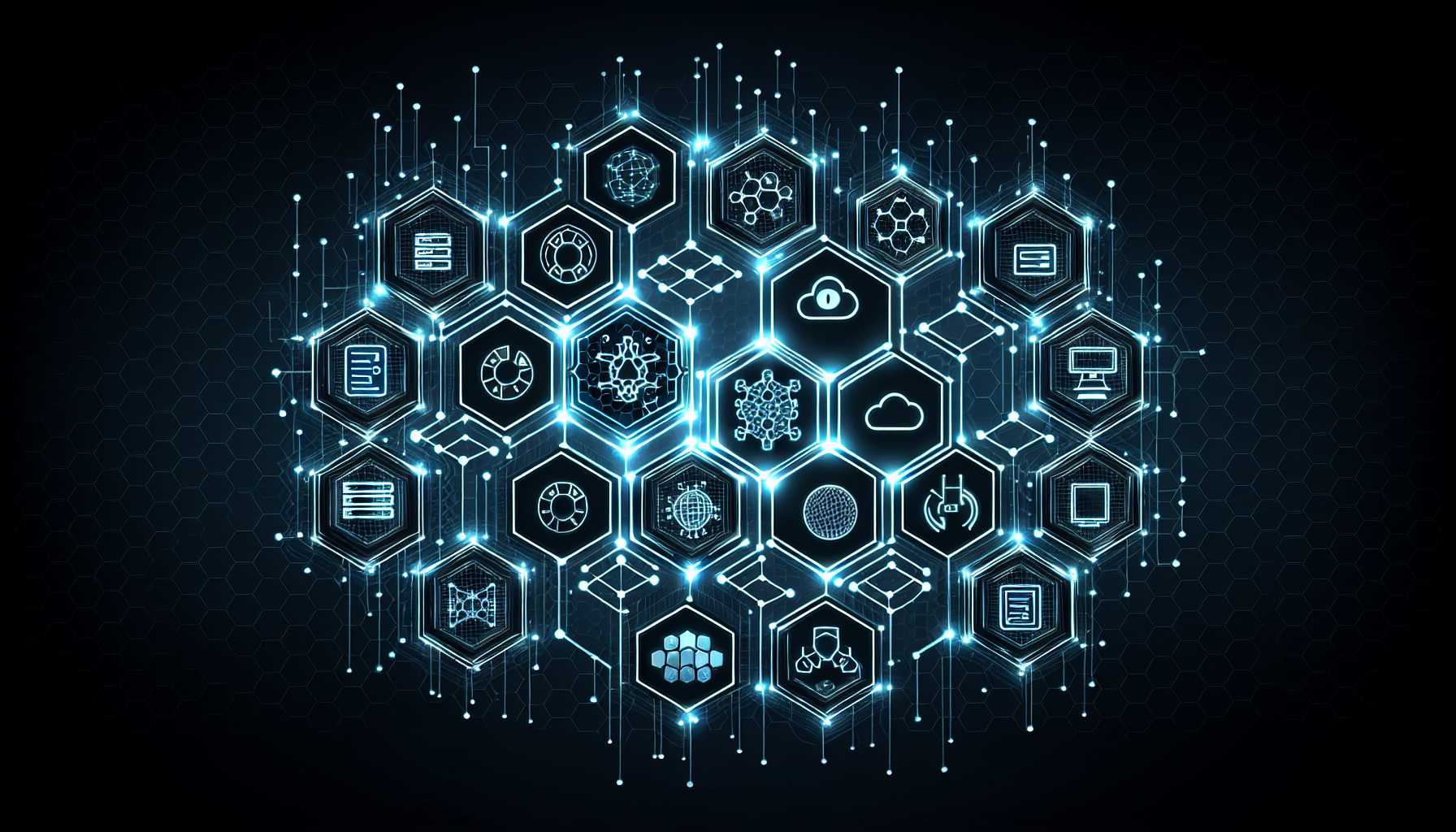 a digital honeycomb structure symbolizing a tech company's network