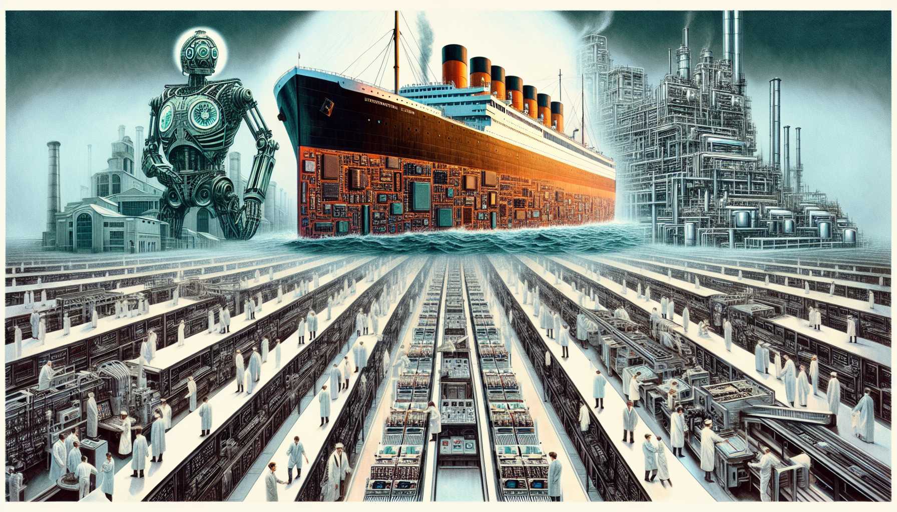 a retrospective collage of Project Titan and TSMC's semiconductor factory