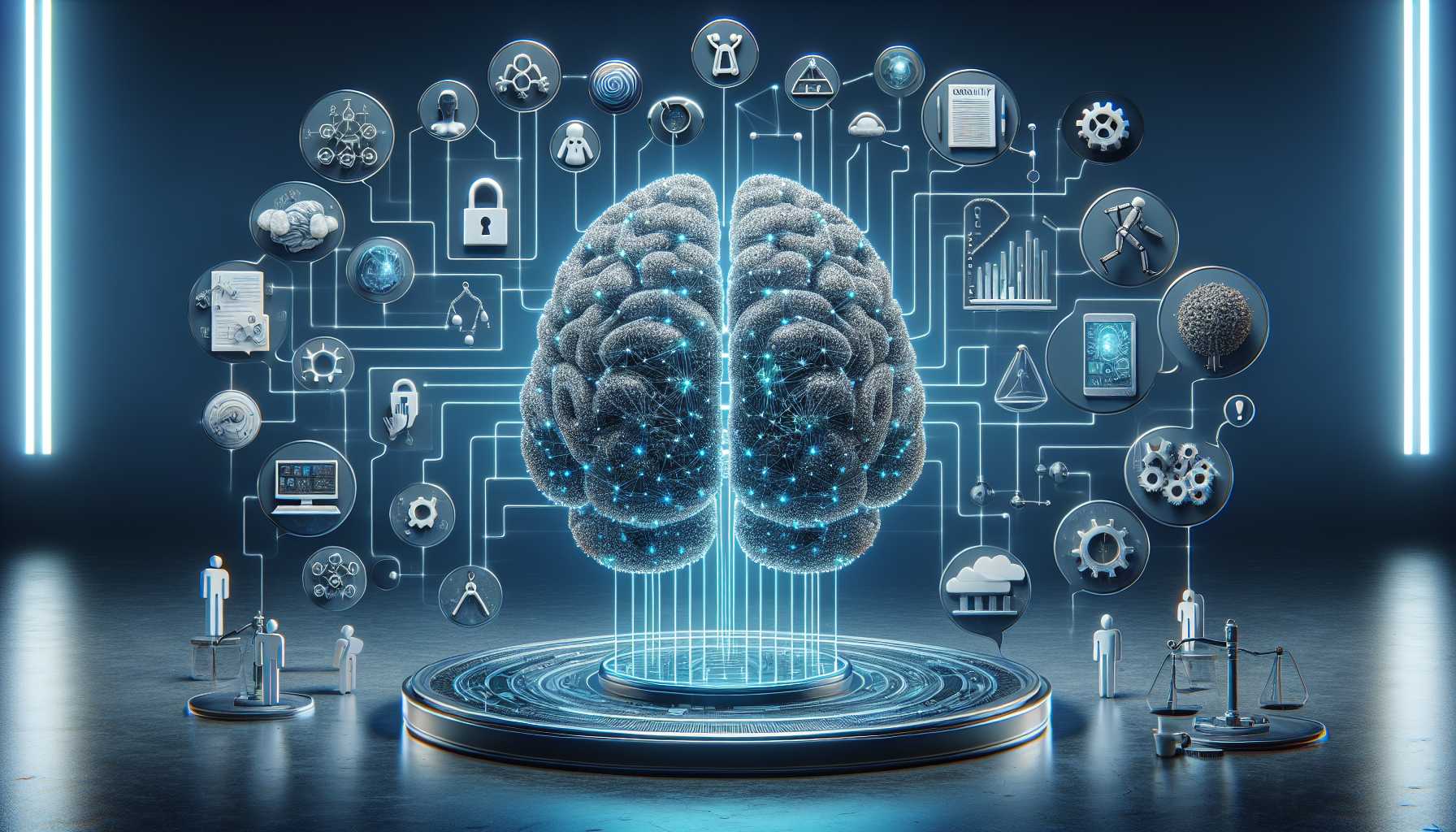 thought bubble containing societal issues around an AI brain