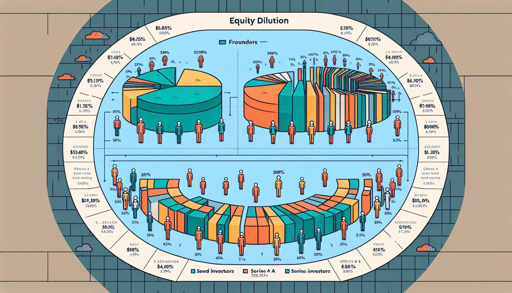 a startup company's equity dilution chart