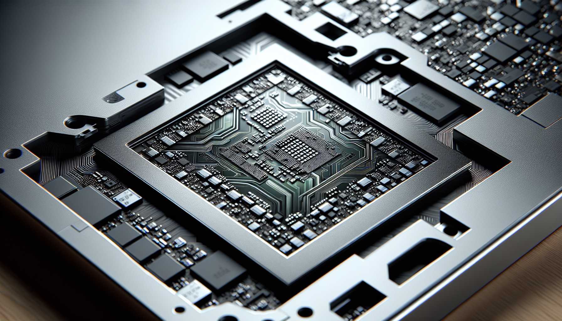 Close-up of the M3 chip within the MacBook Air