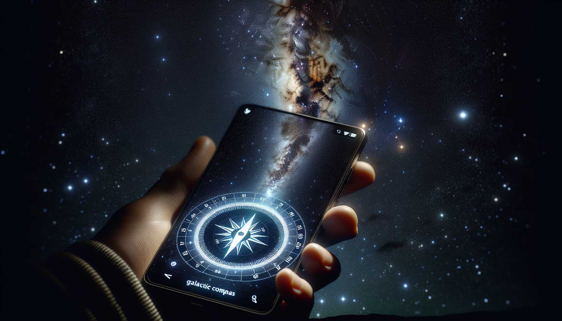 Galactic Compass app pointing towards Milky Way's center