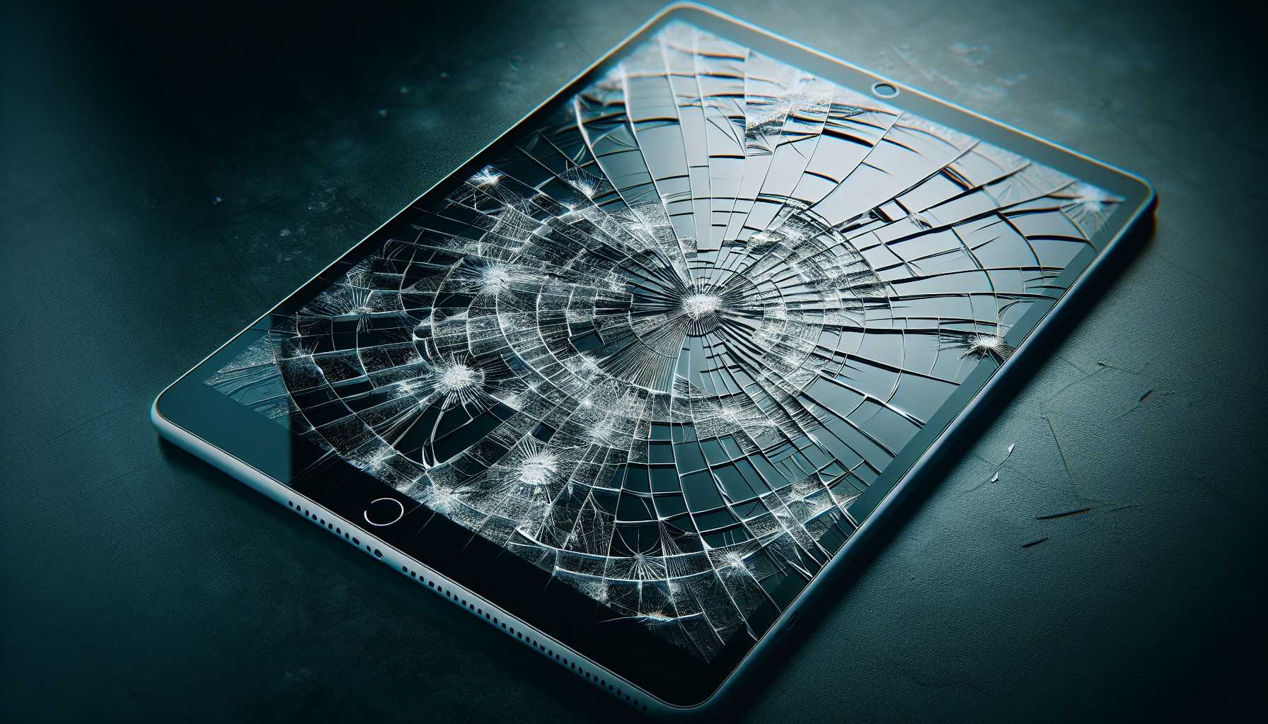 a tablet with a cracked screen