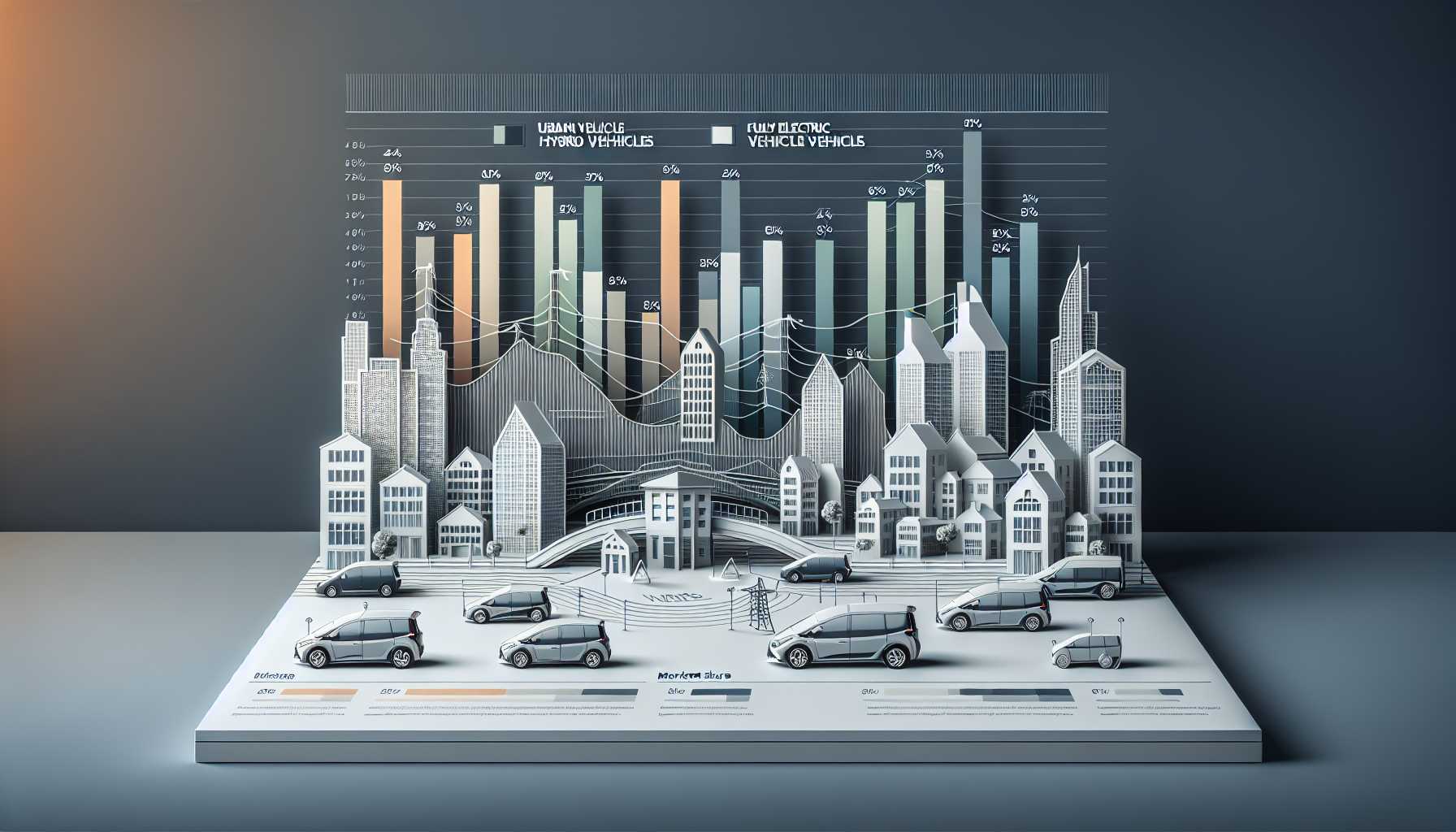 a graph showing the market share of hybrid and fully electric vehicles in urban areas of Norway