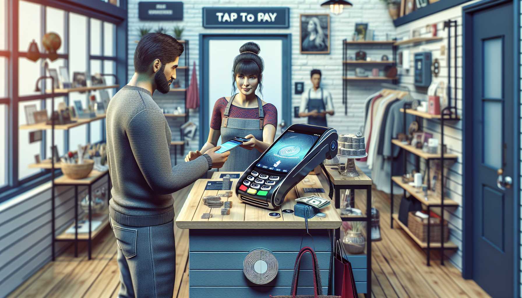 PayPal's Tap to Pay feature in use at a small business