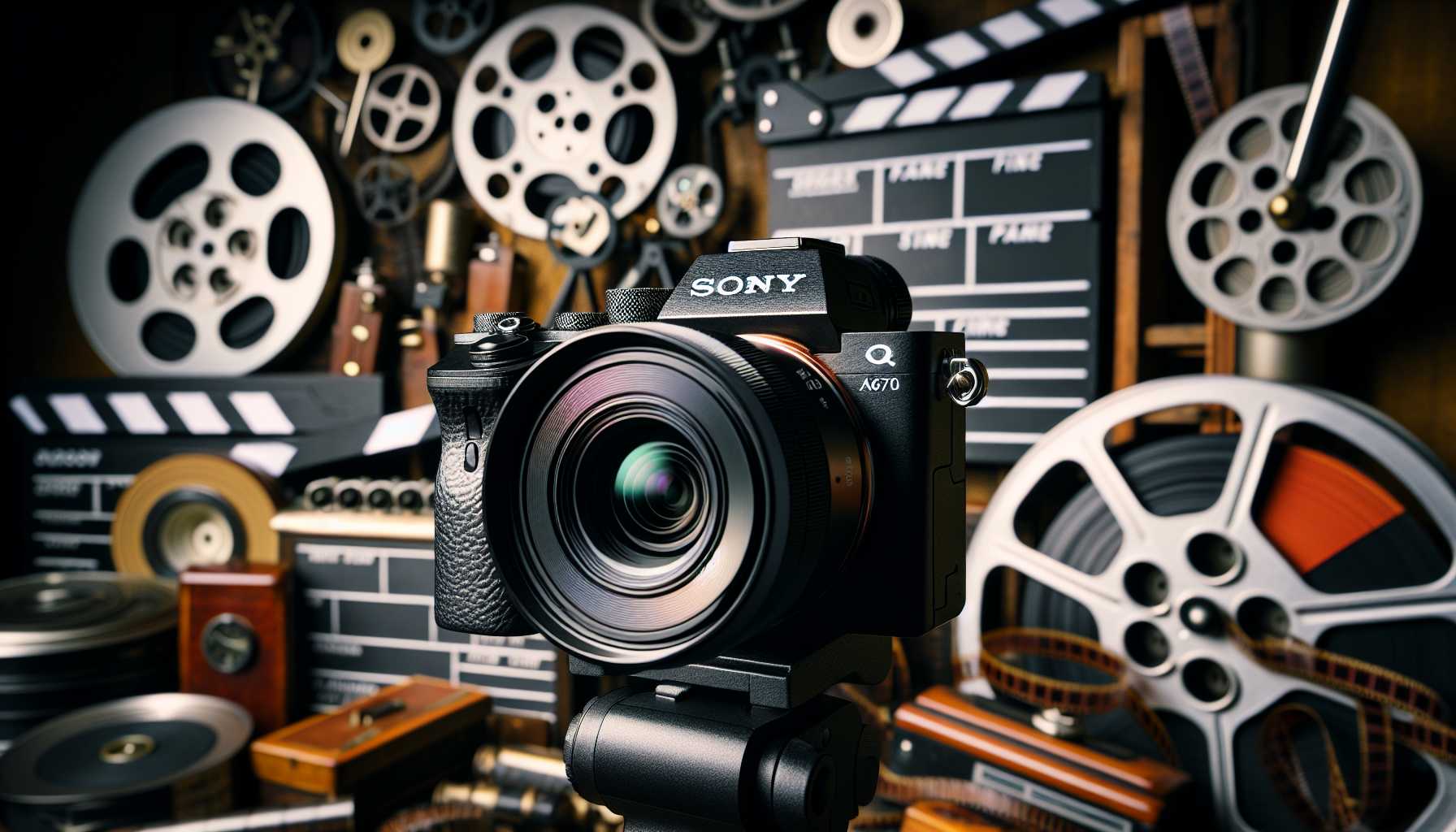 Sony A6700 camera against a backdrop of cinema equipment