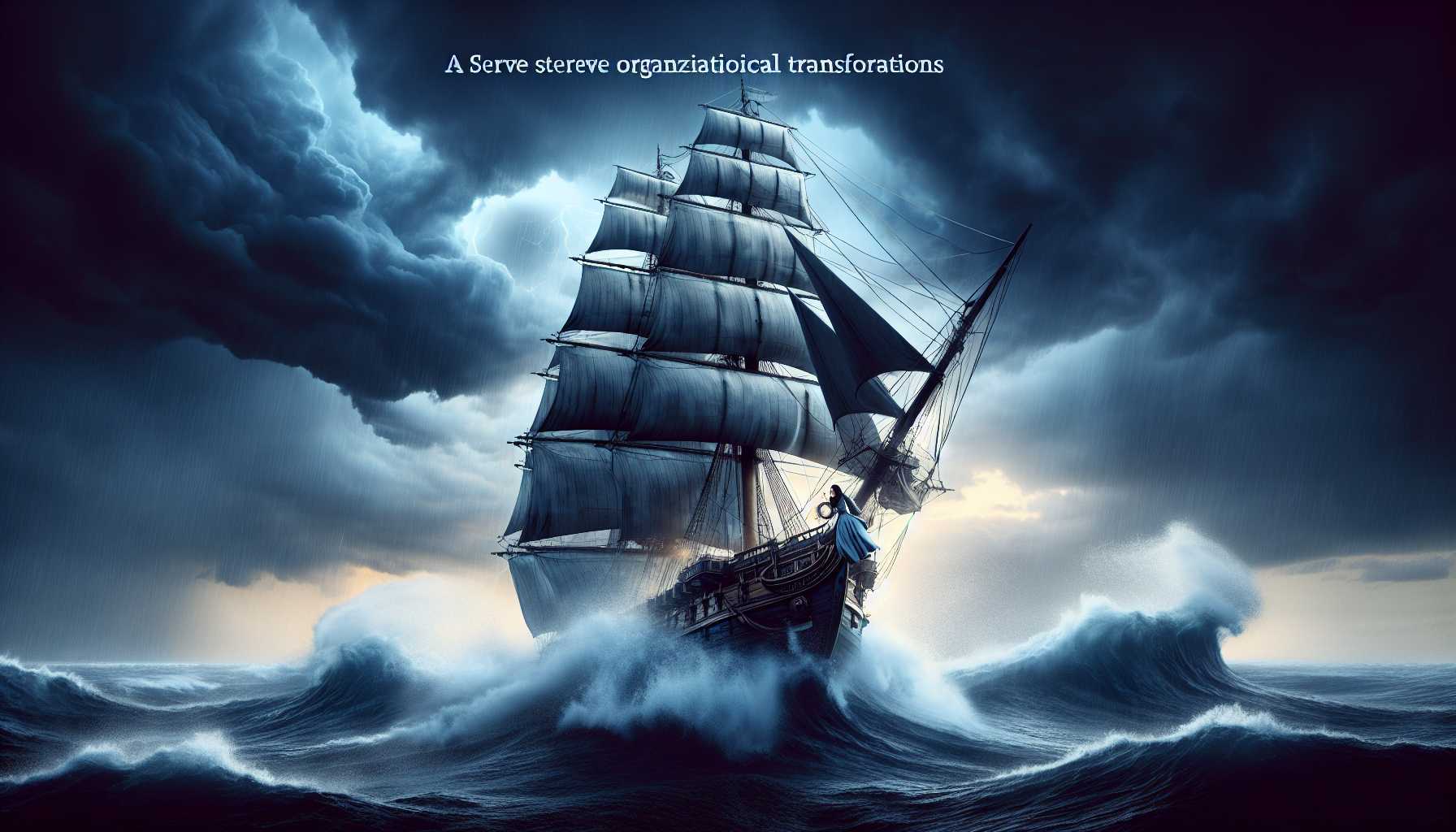 ship navigating stormy seas symbolizing AI company strategy pivot