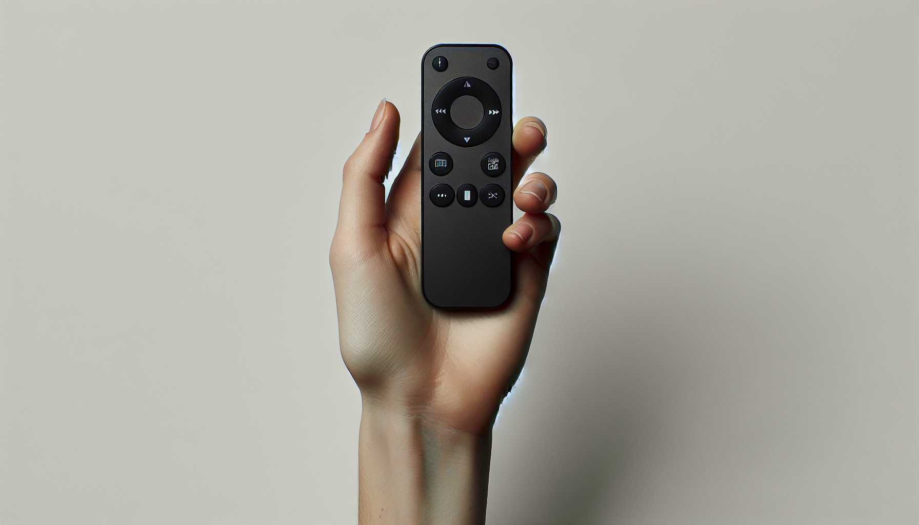 Hand using a simple Apple TV remote