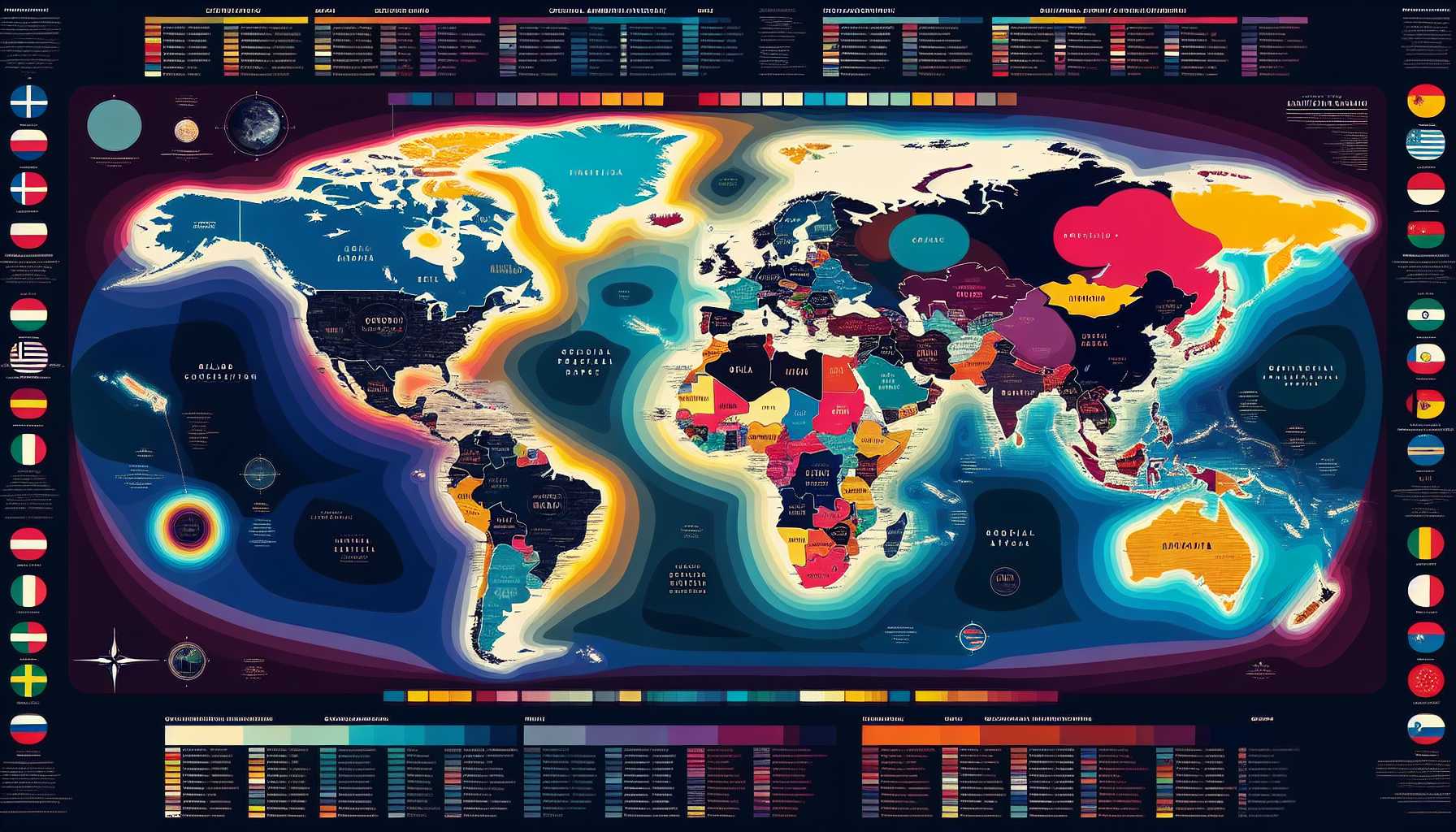 a geopolitical map highlighting space ambitions of different countries