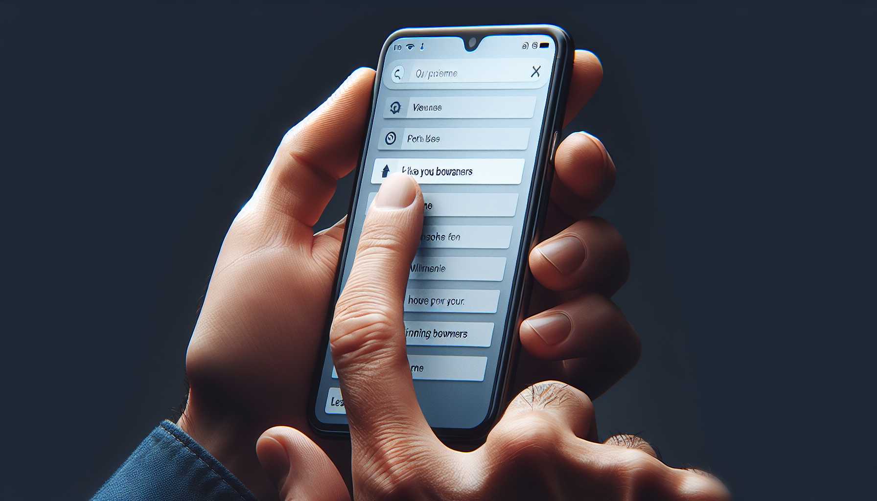 a user selecting a web browser from a list on a smartphone screen