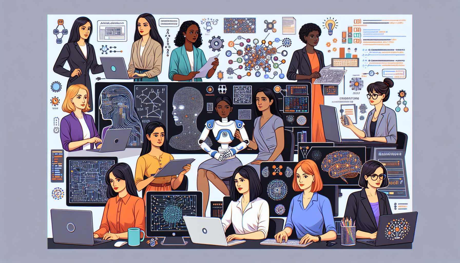 a digital collage honoring women in AI