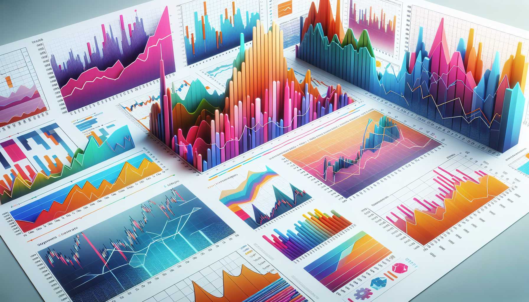 colorful stock market graphs symbolizing growth