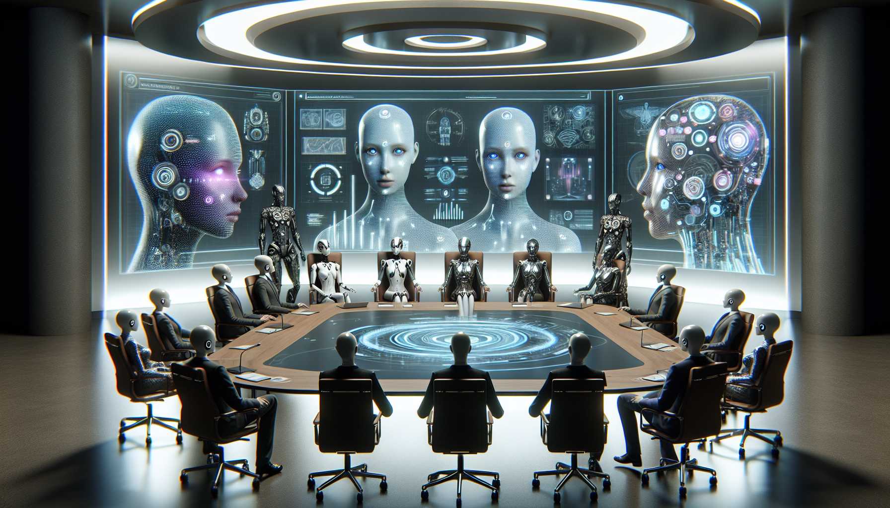 AI leaders in a boardroom discussing technologies