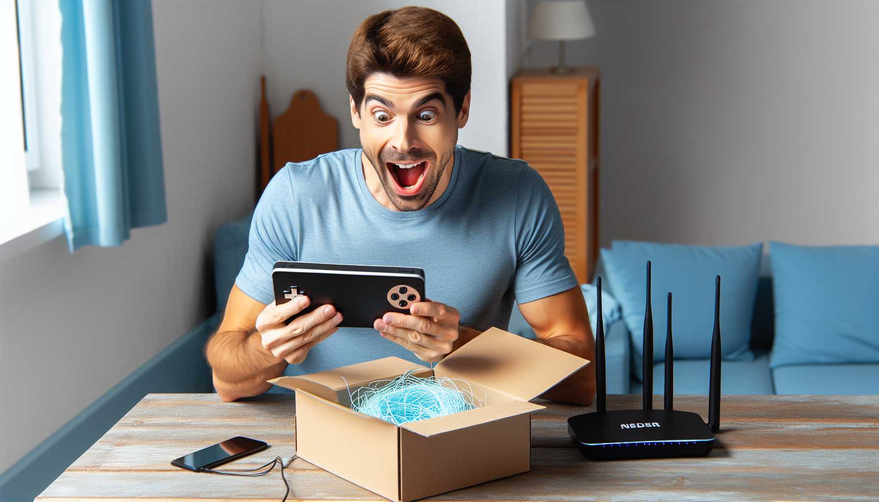 a person receiving a new Nintendo Switch after switching to Verizon 5G Home Internet