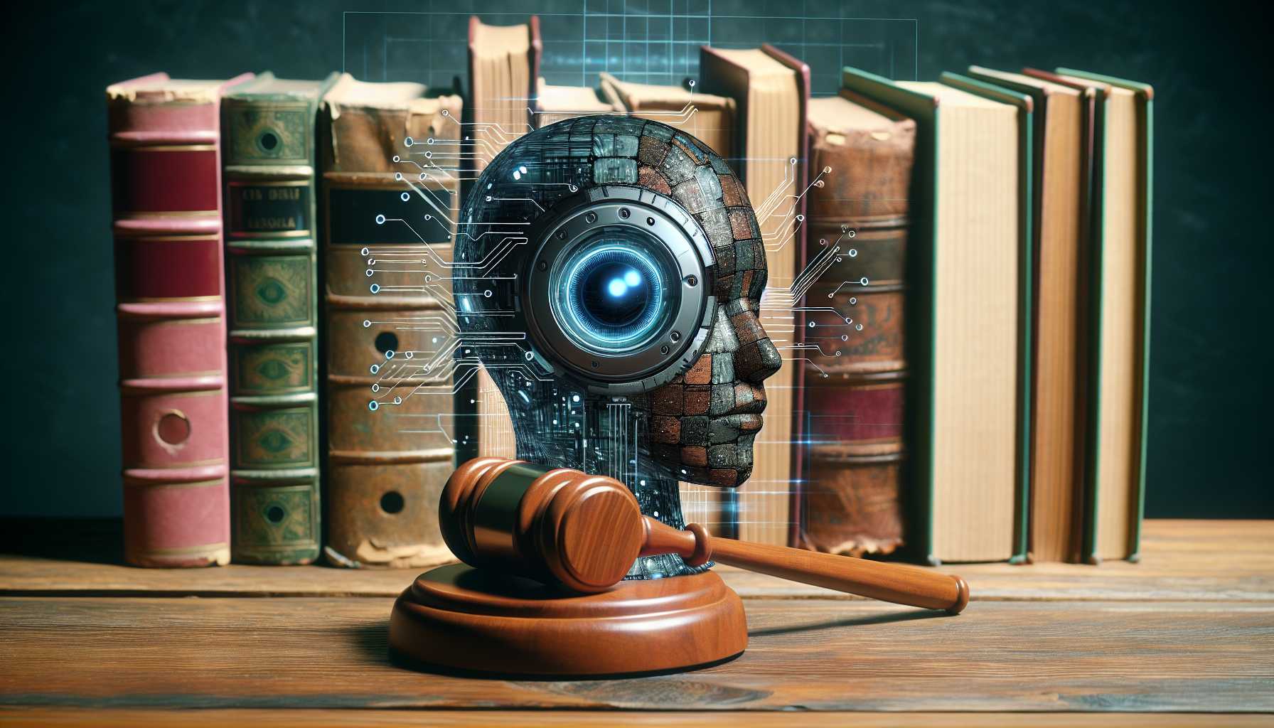 Nvidia's NeMo AI software with copyright books and a gavel