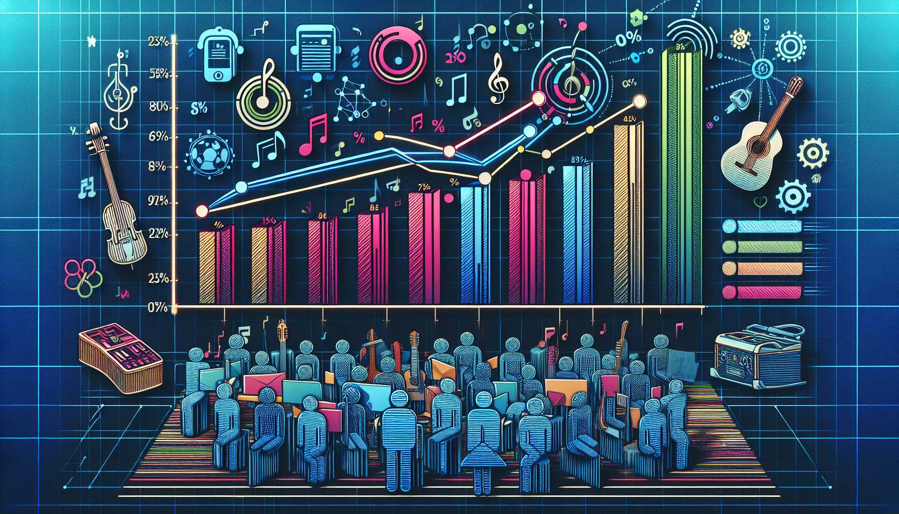 Graph showing the percentage of Germans using technology to learn musical instruments