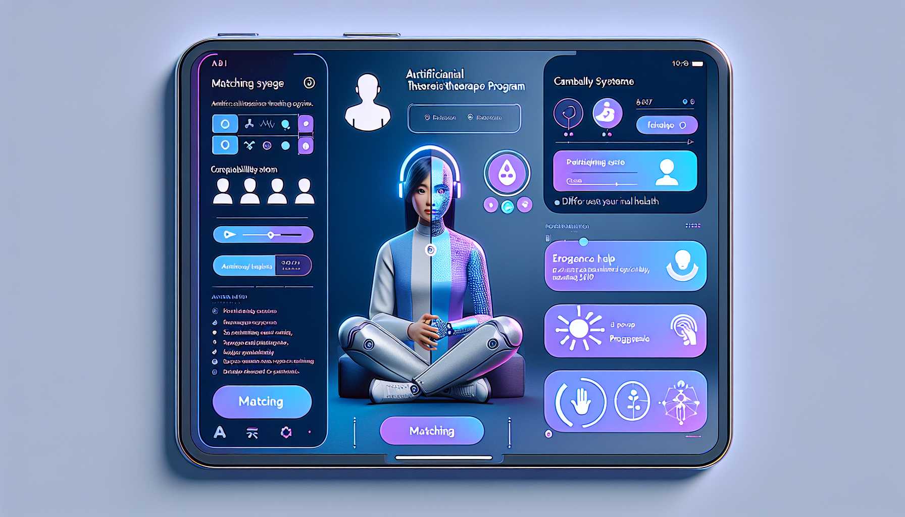 digital mental health AI therapist matching interface