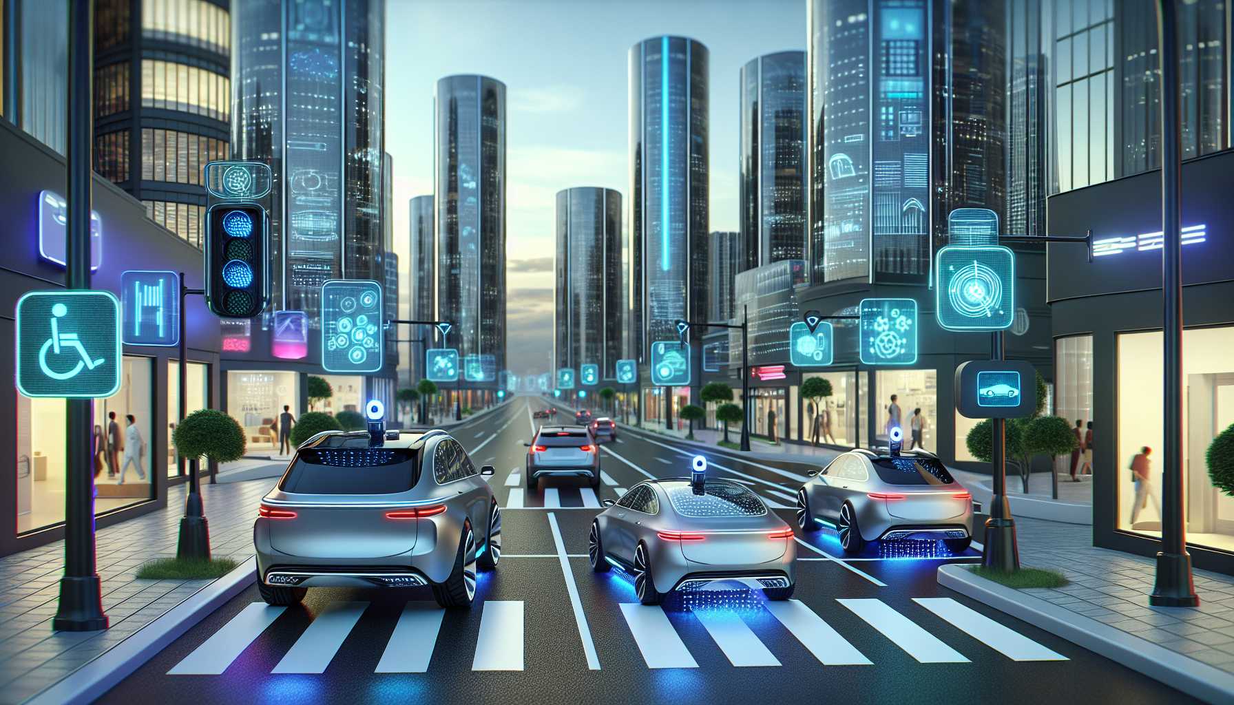 autonomous cars navigating through a smart city