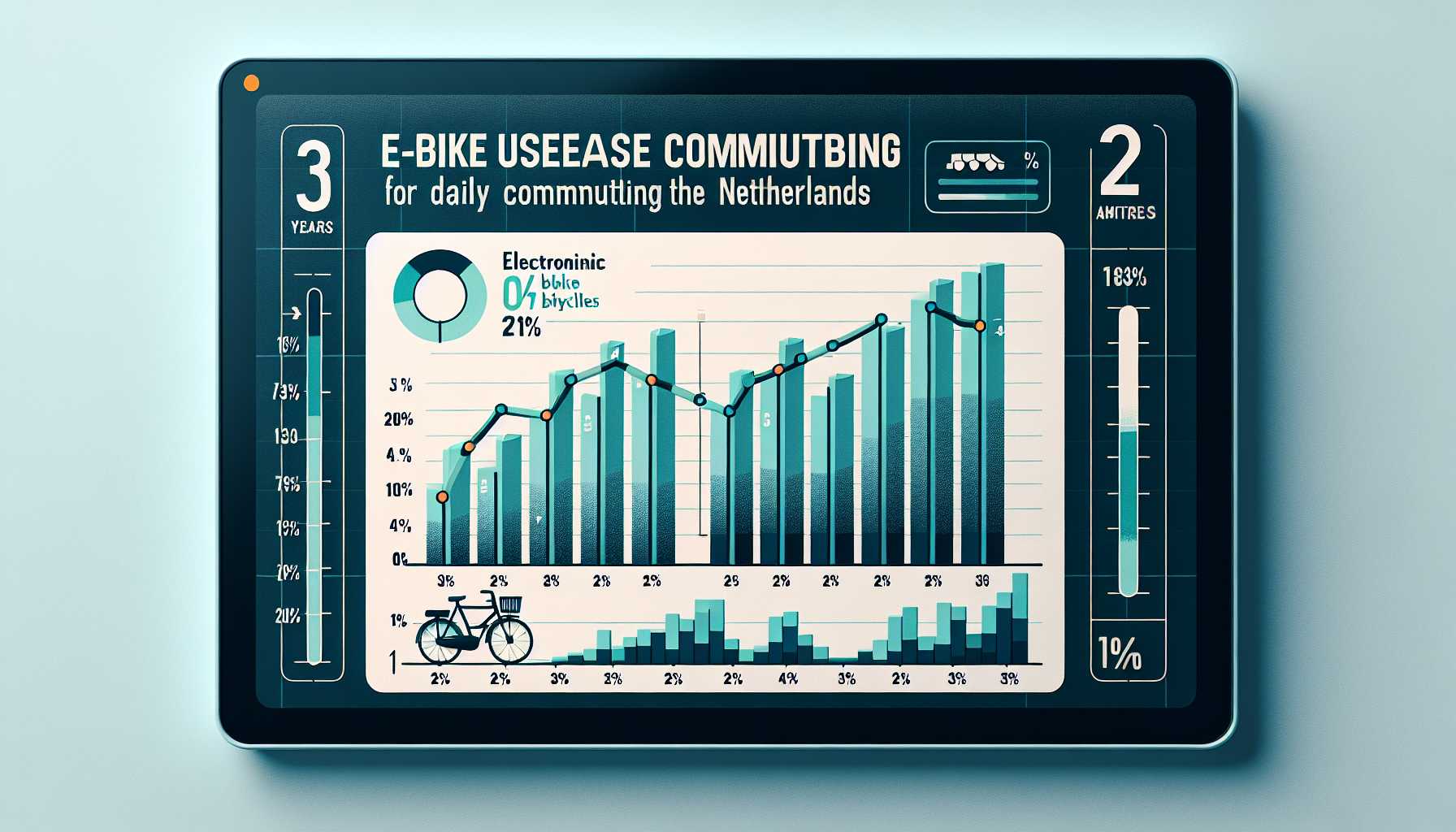 Graph showing the percentage of people in the Netherlands who use e-bikes for daily commuting