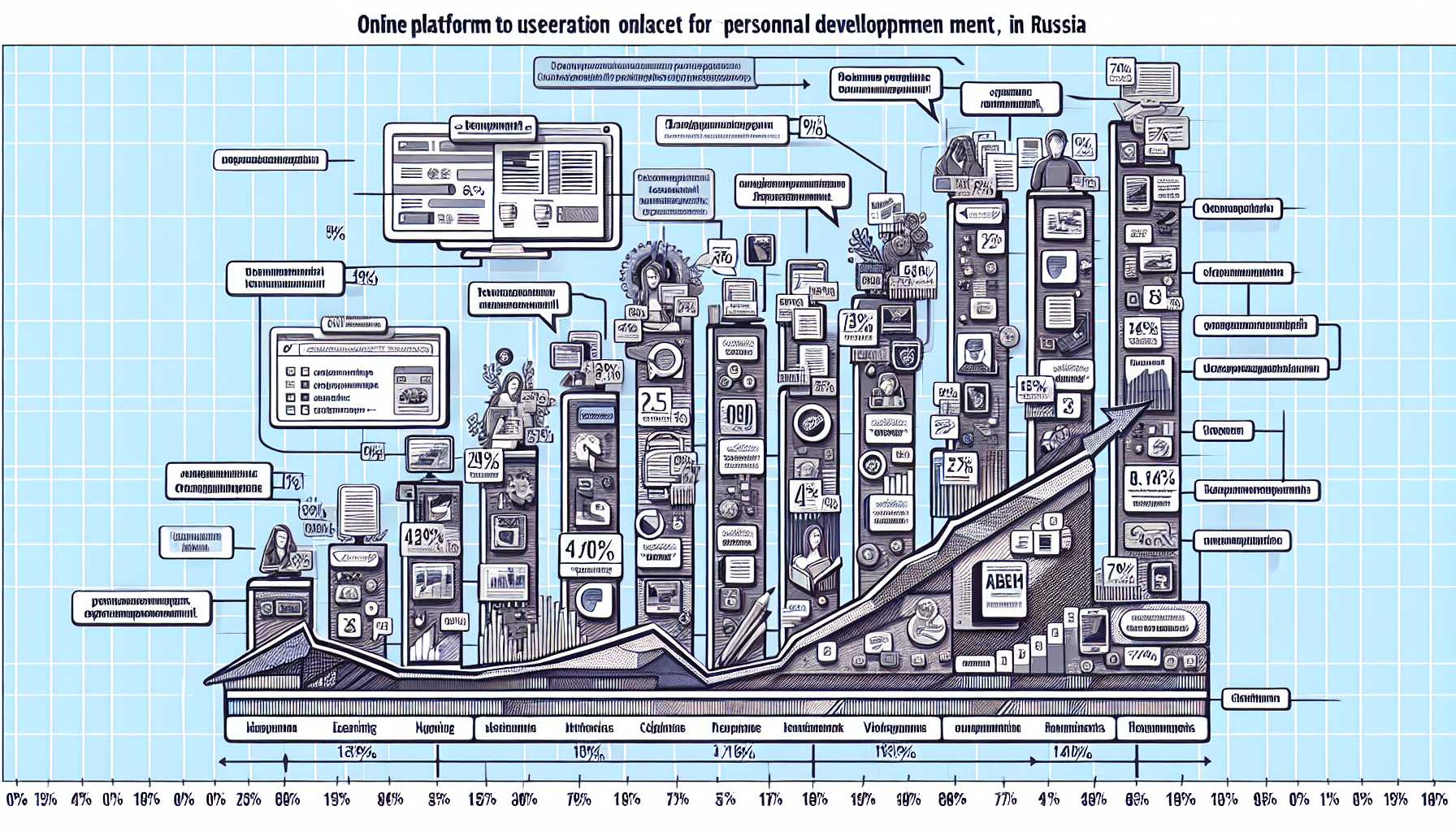 Percentage of internet users in Russia using online platforms for personal development