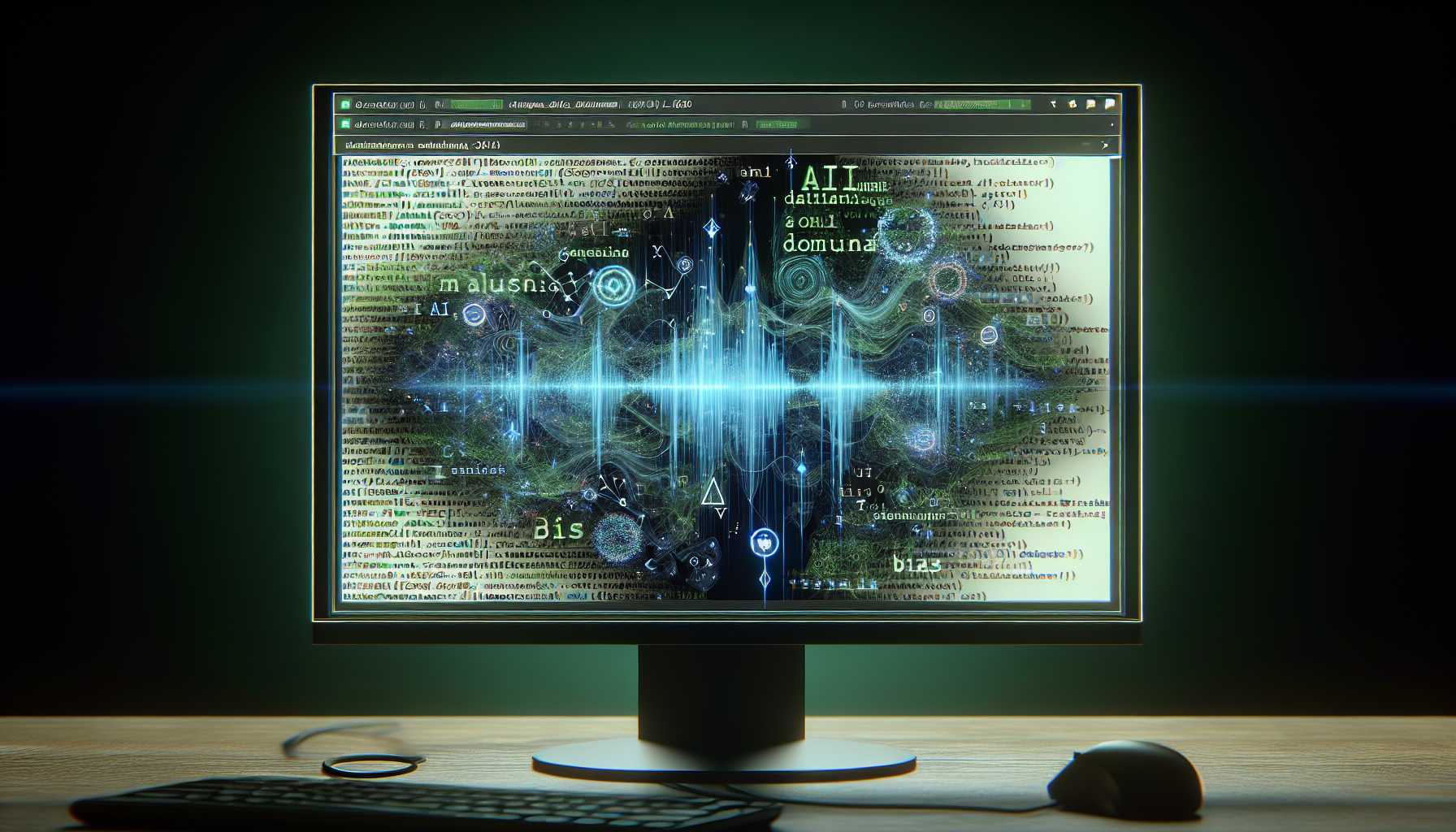 an AI algorithm analyzing language for bias on a computer screen