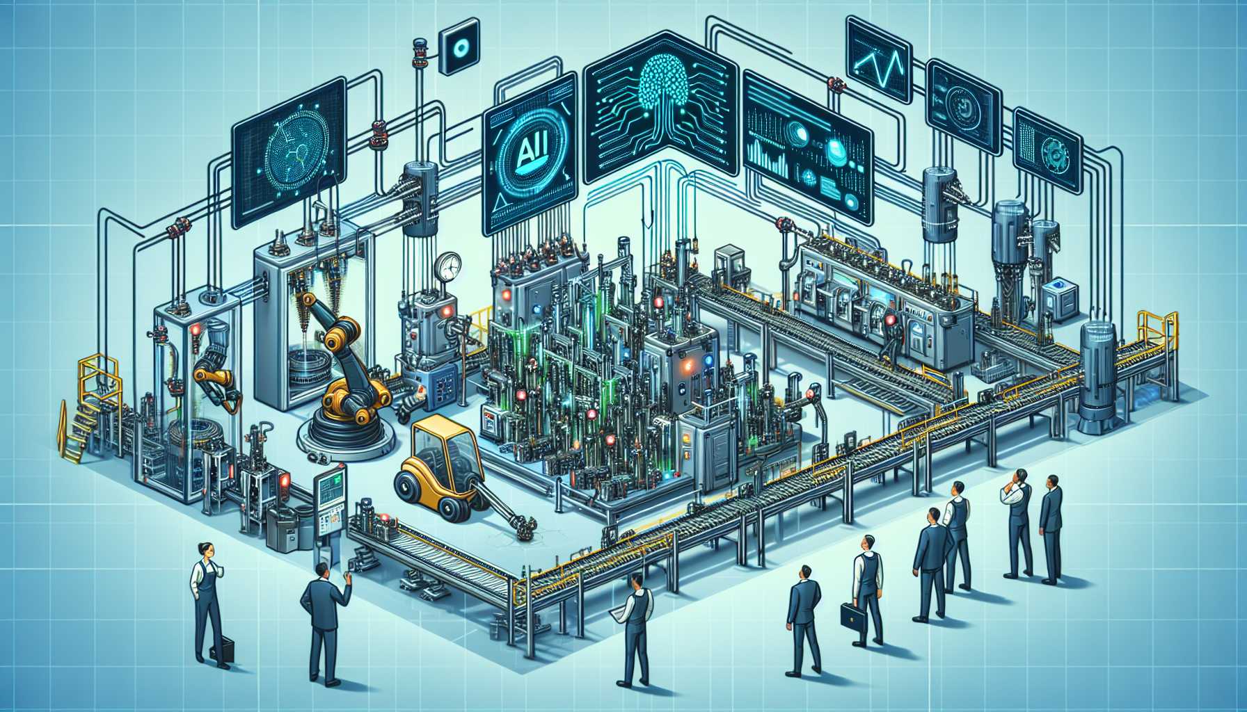 schematics of an AI-driven manufacturing process