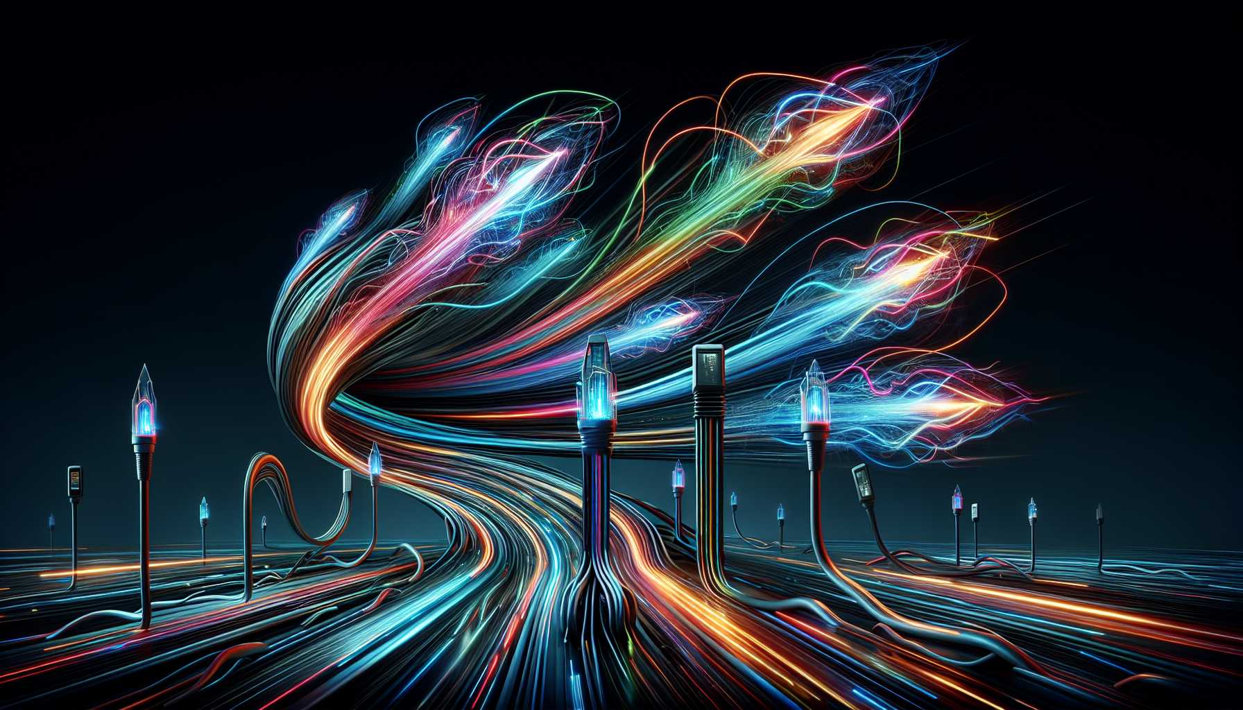 lightning-fast broadband speed futuristic neon illustration