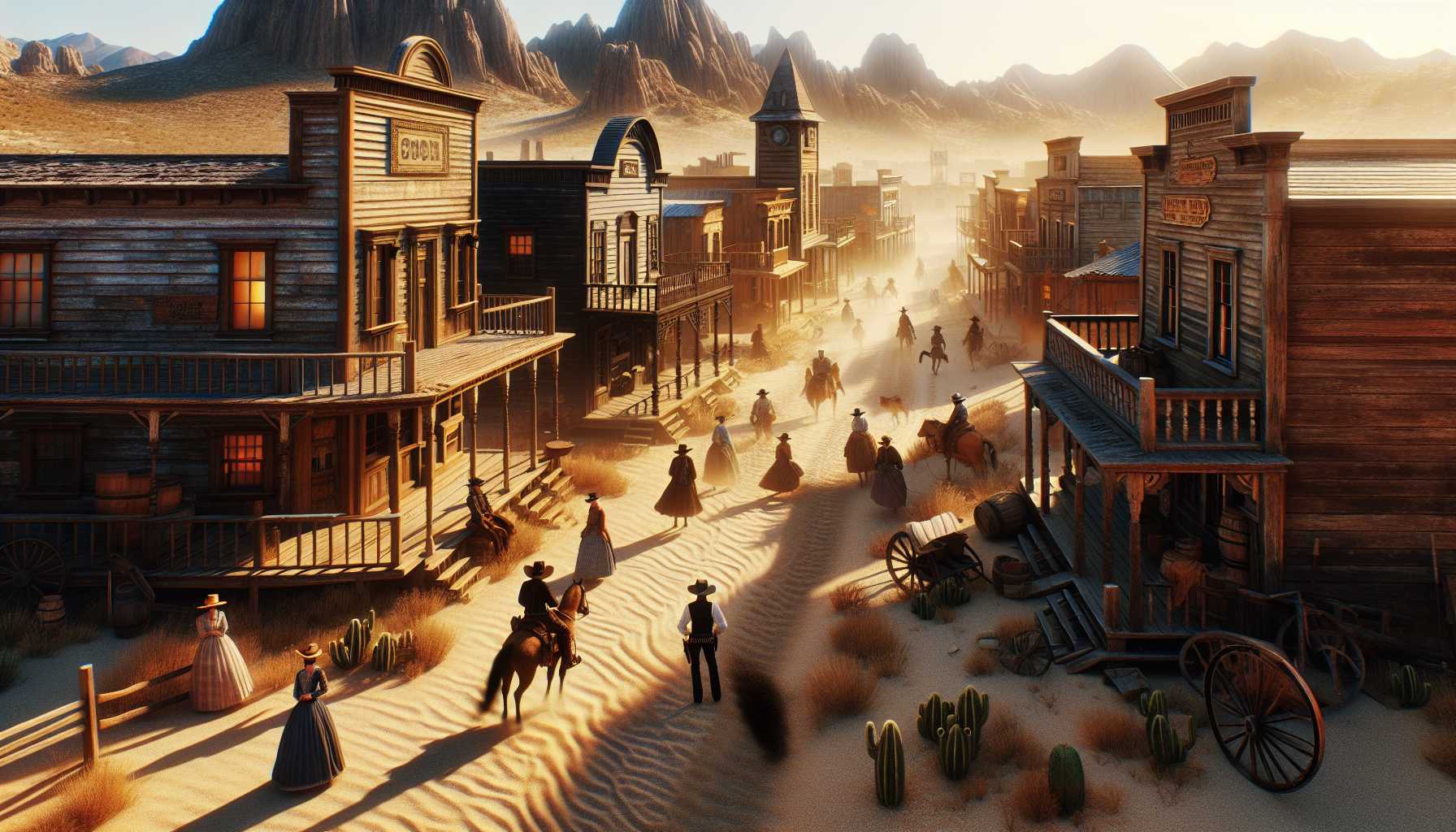 a digital wild west theme town in a virtual reality environment