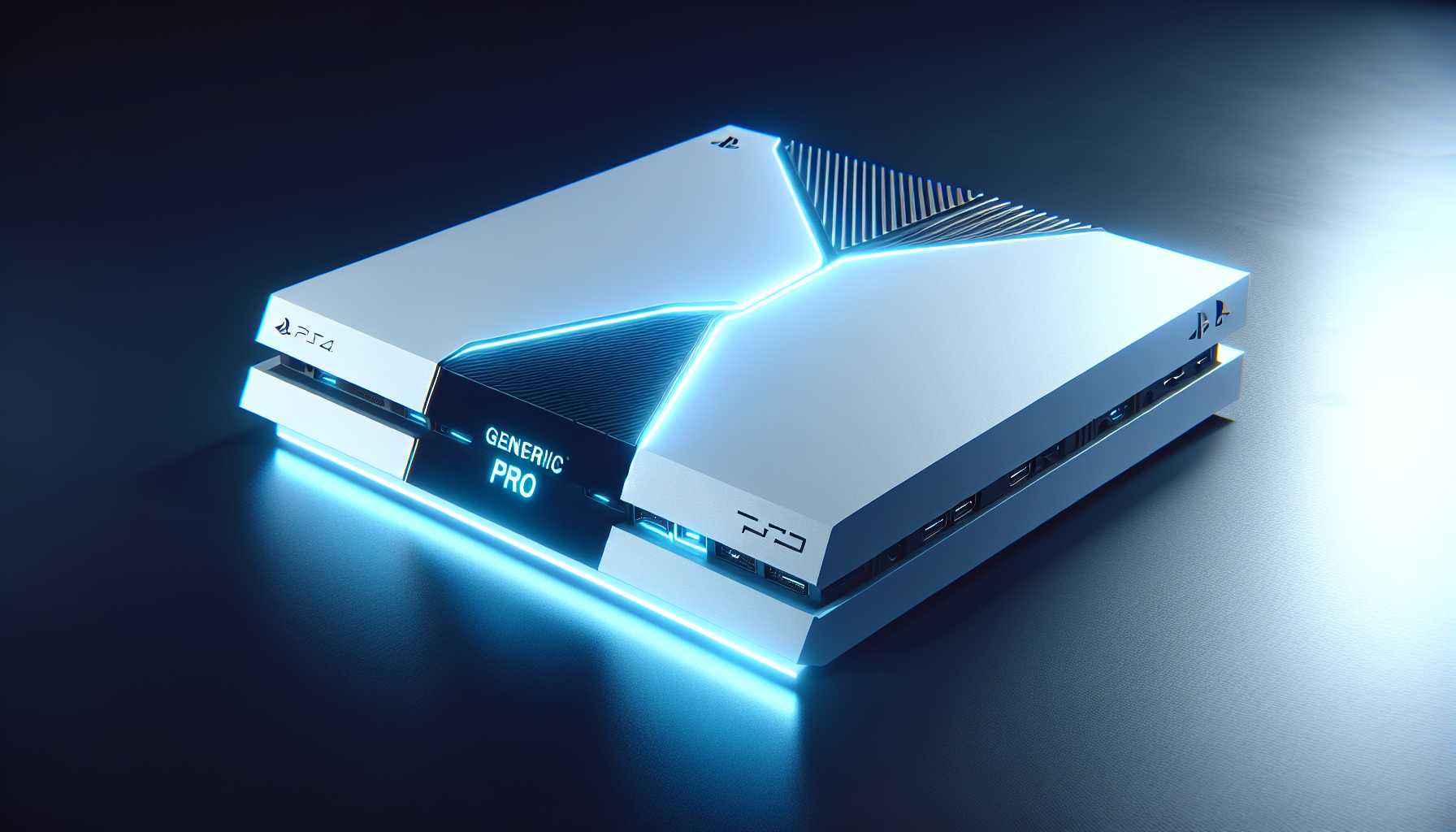 a glowing futuristic gaming console with the label PS5 Pro