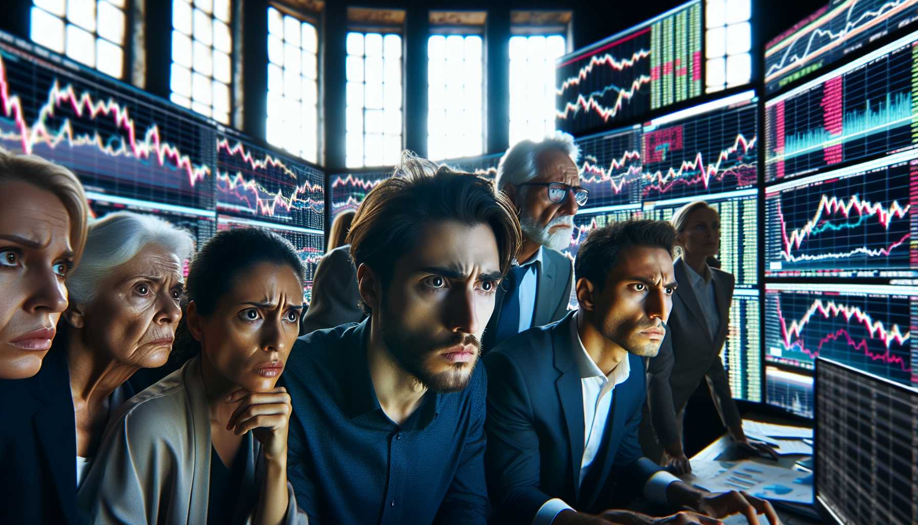 investors watching stock market screens anxiously