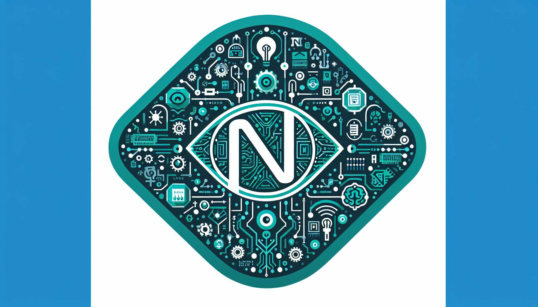 Nvidia logo surrounded by AI and technology symbols