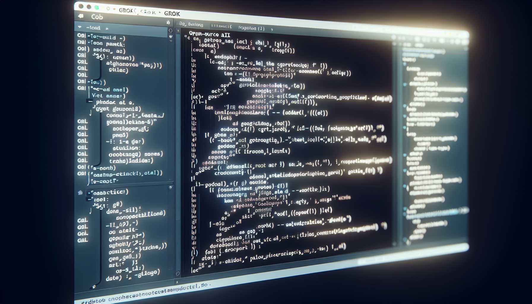 Open-source Grok AI model's code on a computer screen