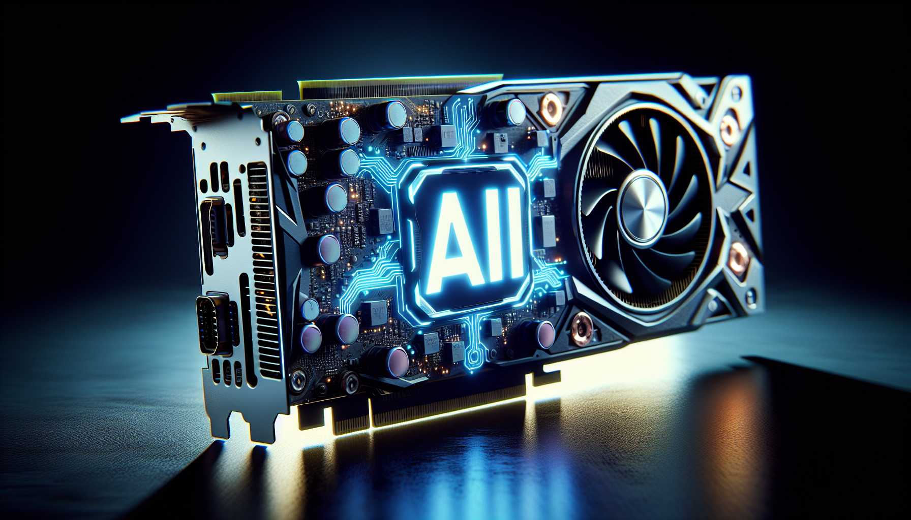 Nvidia graphics card emitting a bright AI symbol