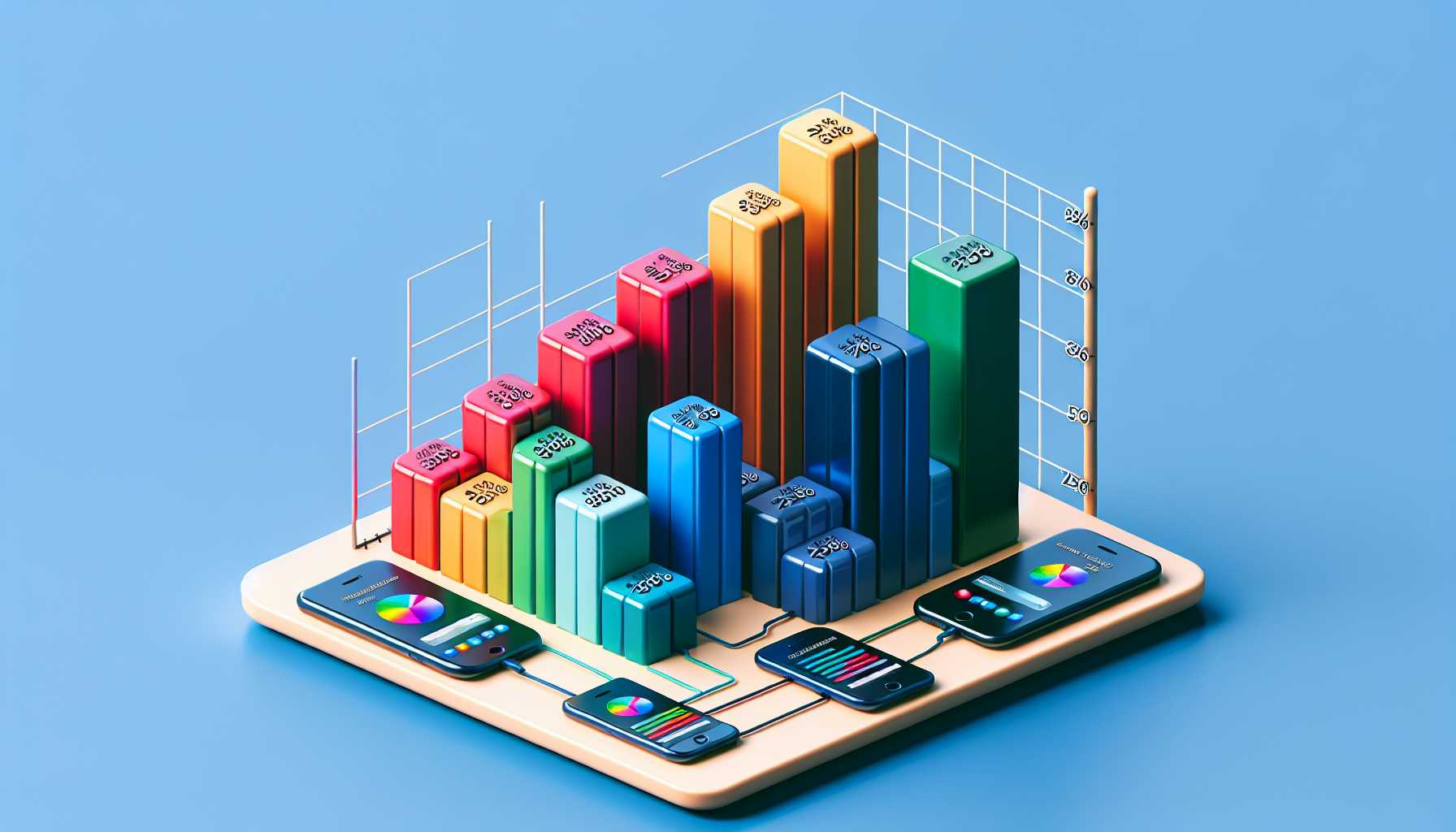 Bar graph showing the average number of apps installed on smartphones in Italy