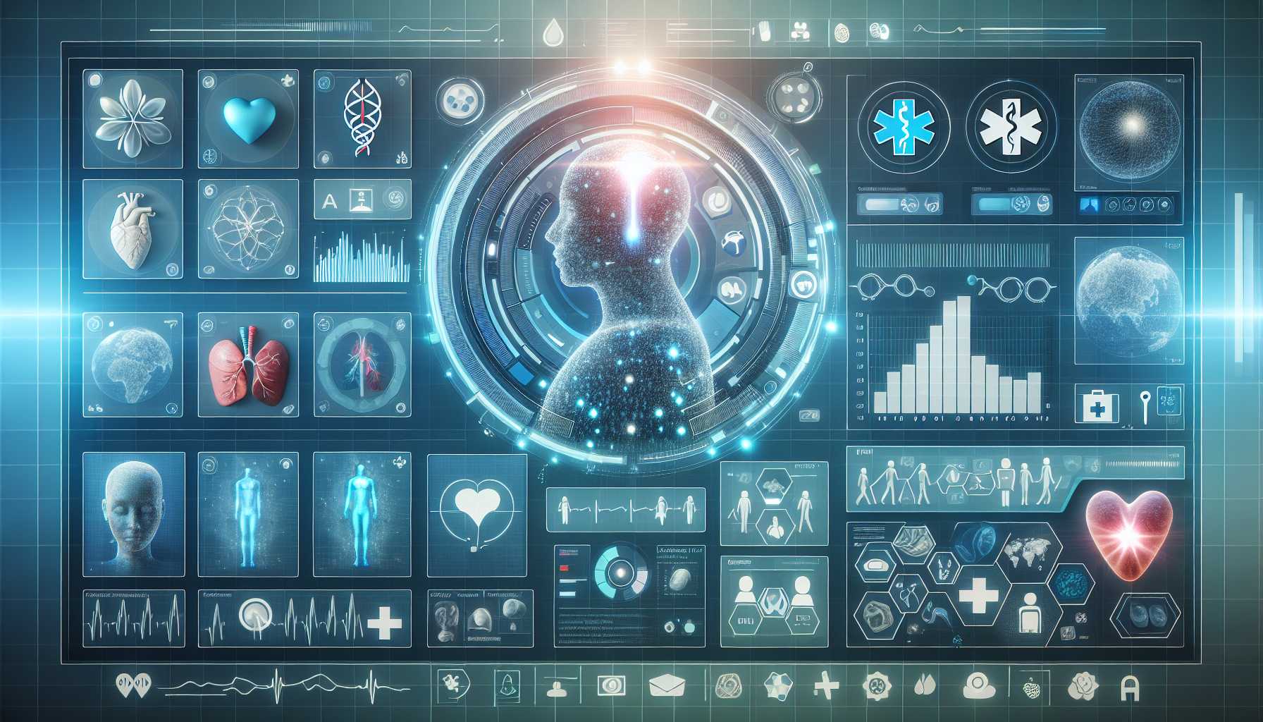 High tech healthcare dashboard with futuristic interface