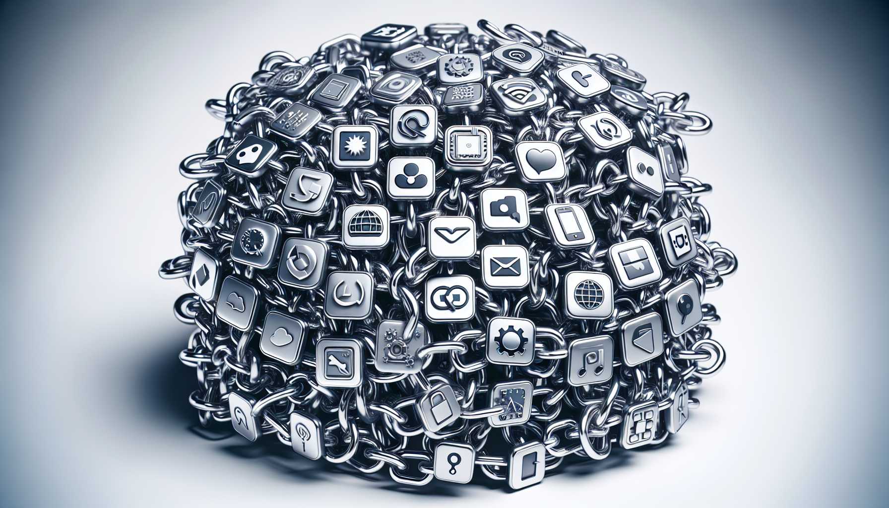 various super apps icons entangled in chains