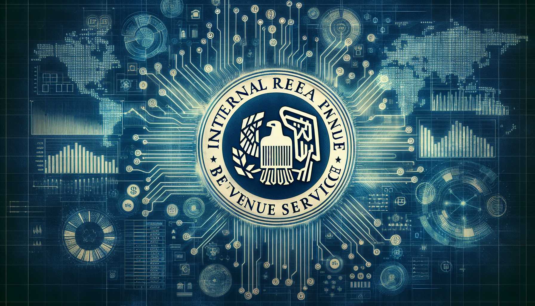 IRS emblem with an AI data analysis background