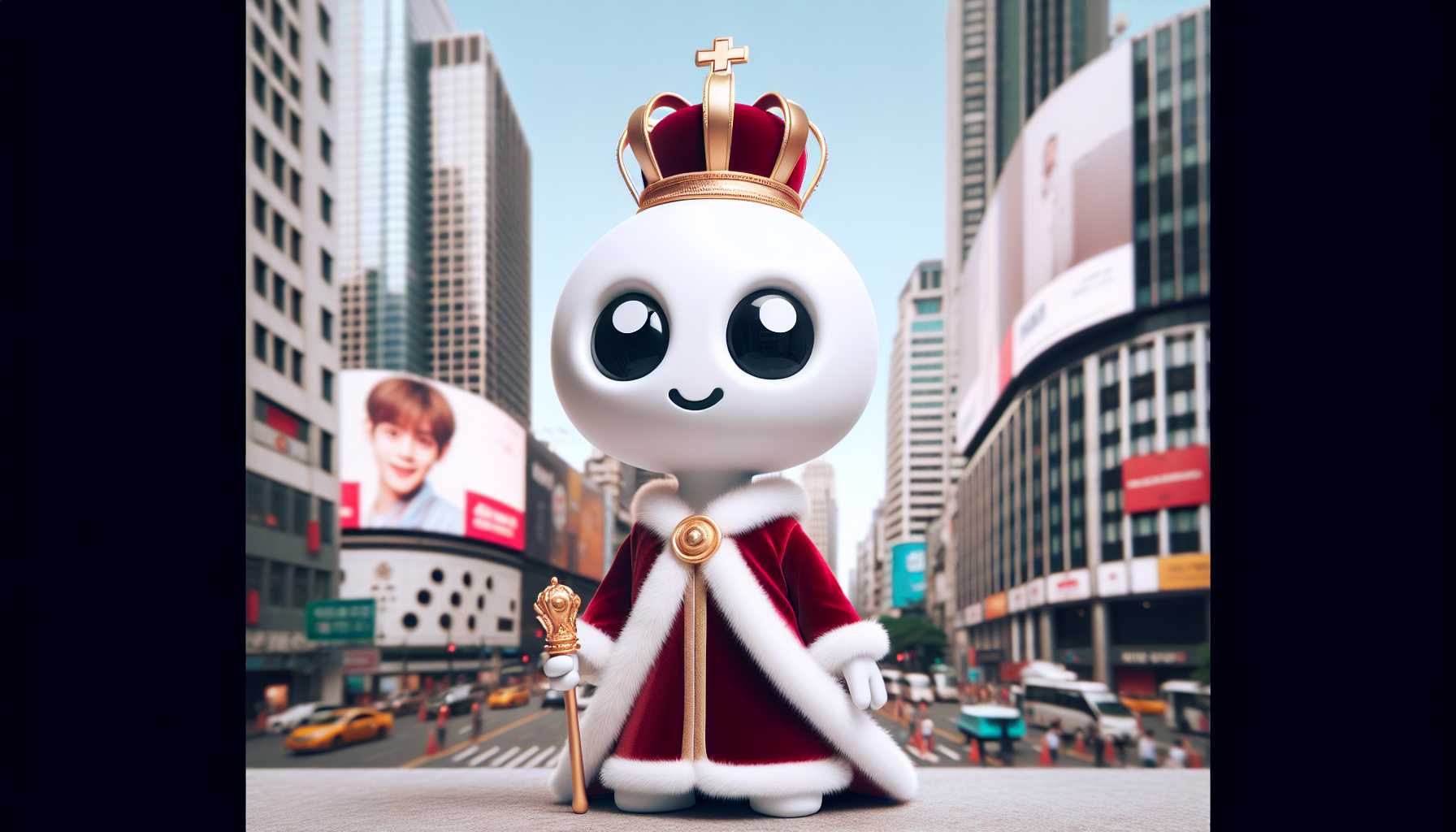 Reddit mascot Snoo dressed as a king on Wall Street