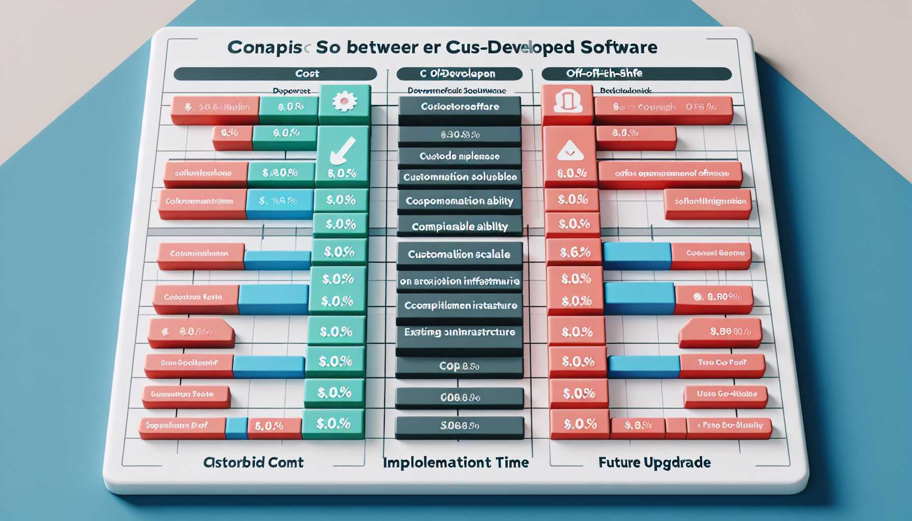 decision matrix table for custom software vs. off-the-shelf solutions