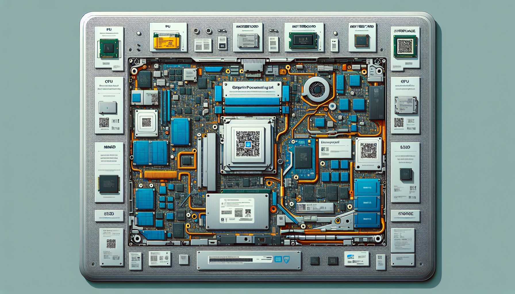 Microsoft Surface Pro inside components with QR codes