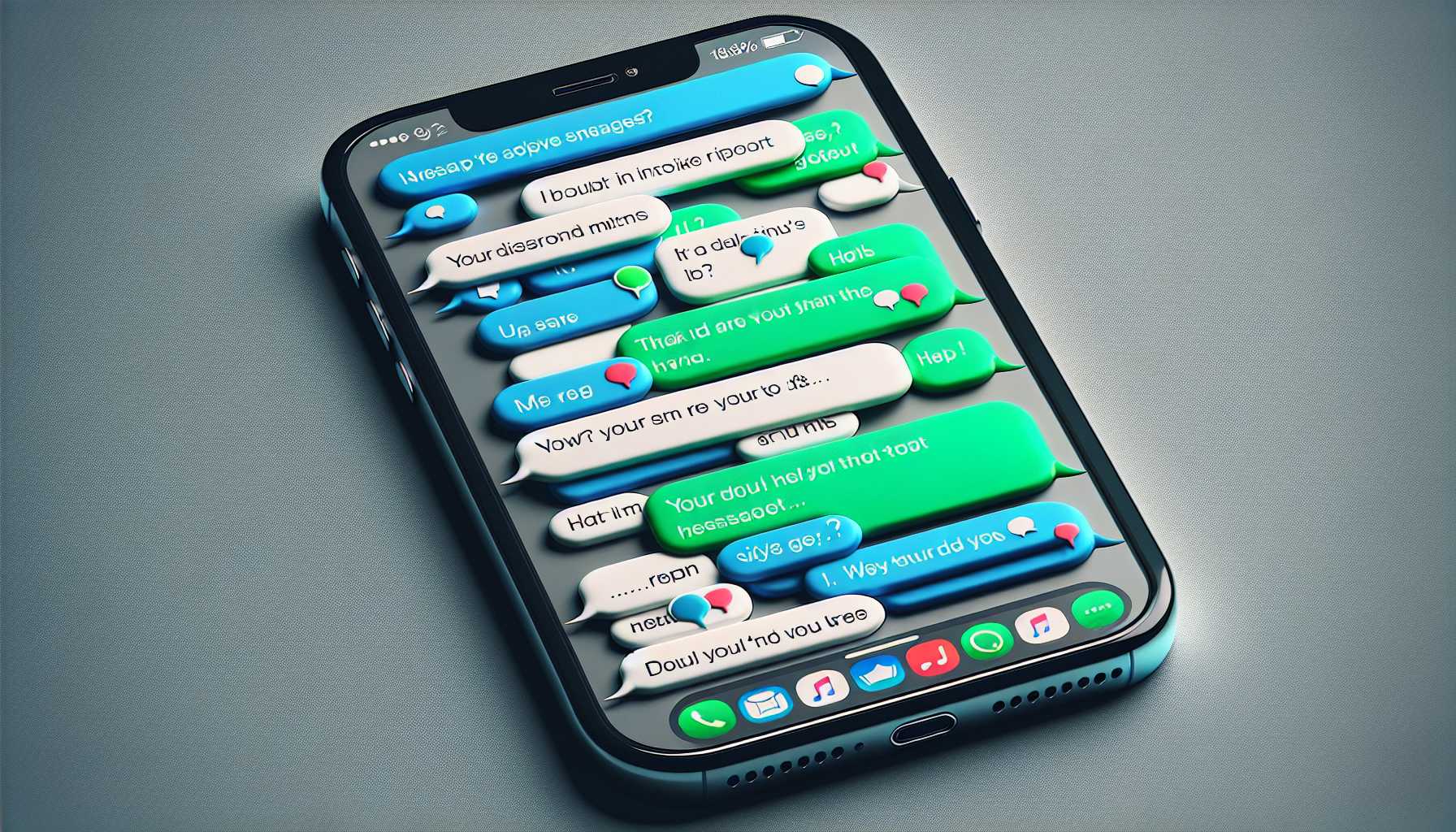 iPhone message screen showing green and blue bubble messages