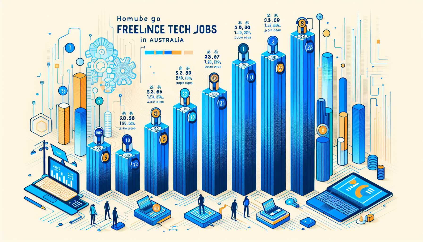 Graph showing the number of freelance tech jobs on different online platforms in Australia