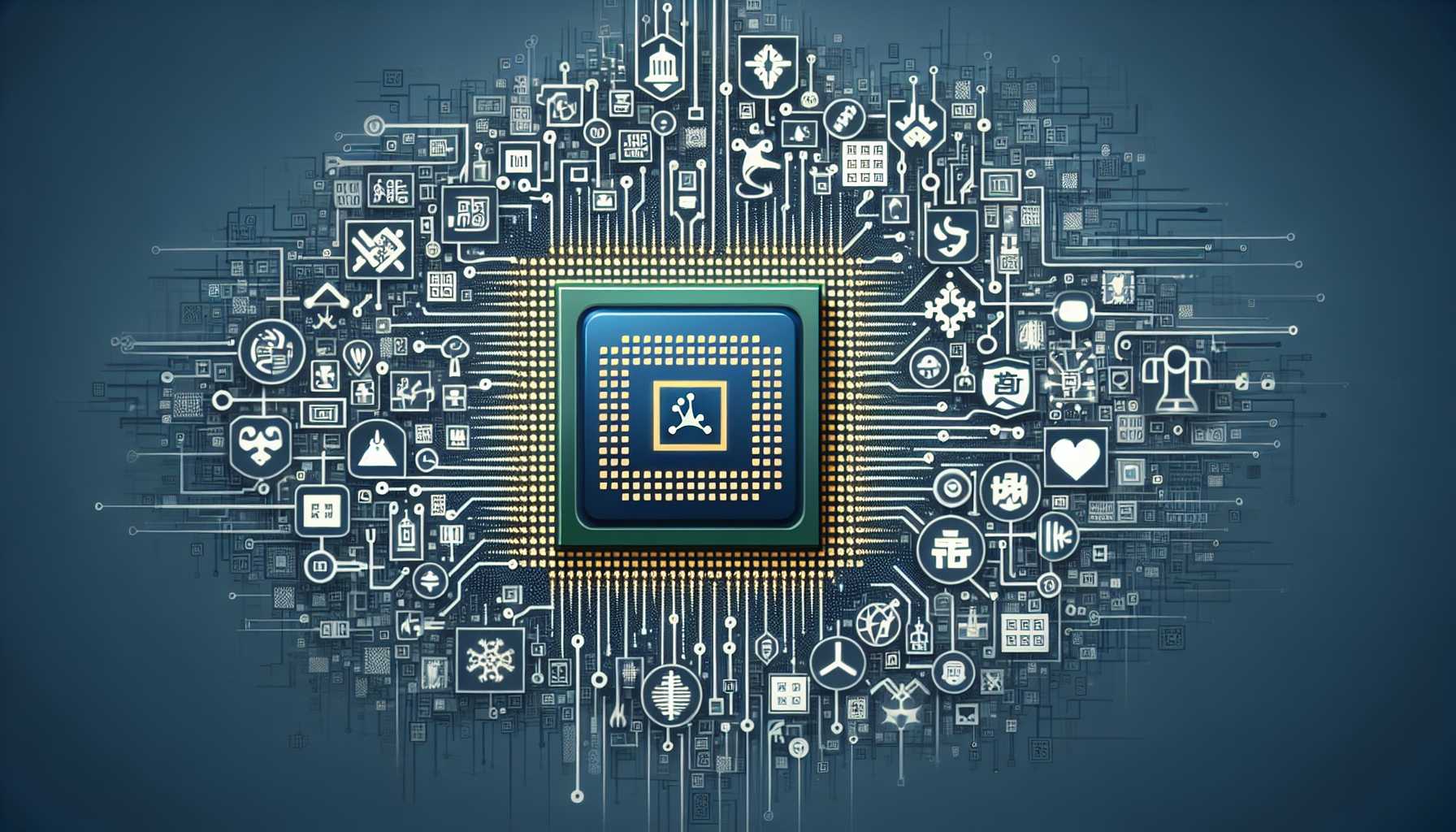 abstract representation of microprocessors with Intel and AMD logos being phased out for Chinese alternatives