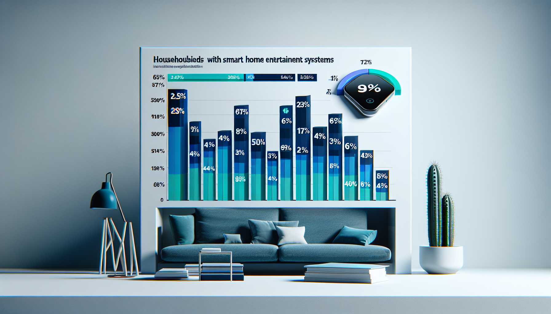 Graph showing the percentage of German households with smart home entertainment systems