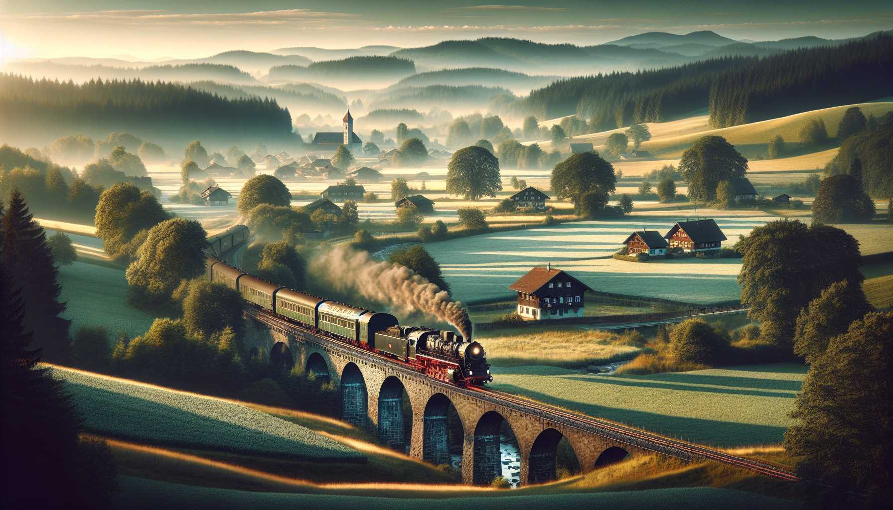 a train on a bridge in Germany