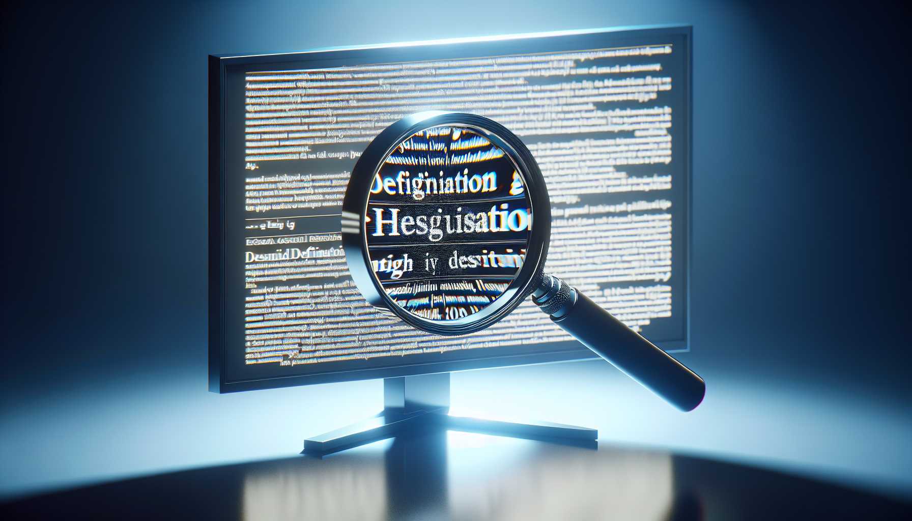 a computer screen showing a clear and sharp text rendering with a magnifying glass on text